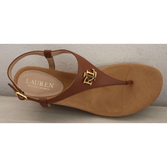 Lauren Ralph Lauren Women's Sz 8B Polo Tan/Brown Jeannie Wedge Sandals - Picture 7 of 13